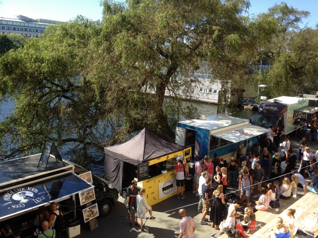 image shows outdoor market at Hornstull in Stockholm