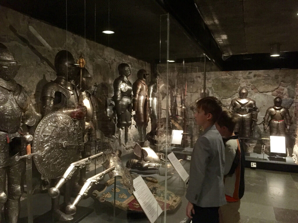image shows inside the Royal Armoury Museum in Stockholm