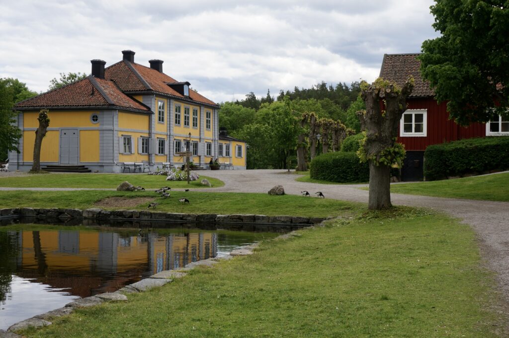 image is of a house in the park of Nyckelviken just outside of Stockholm
