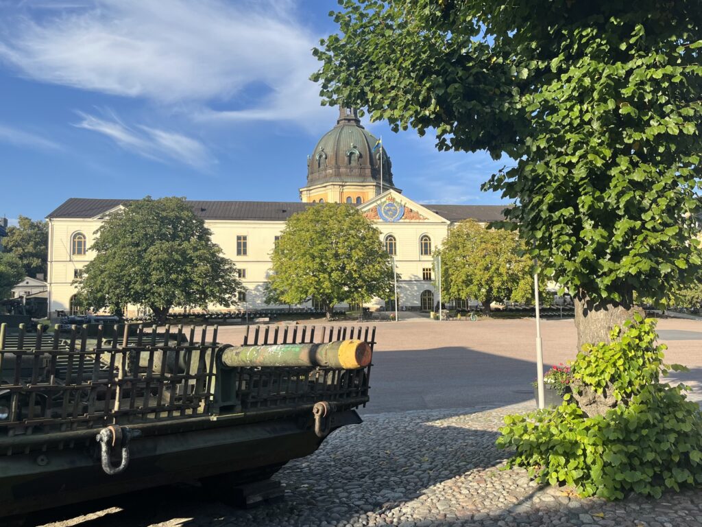 image shows the Army museum in Stockholm