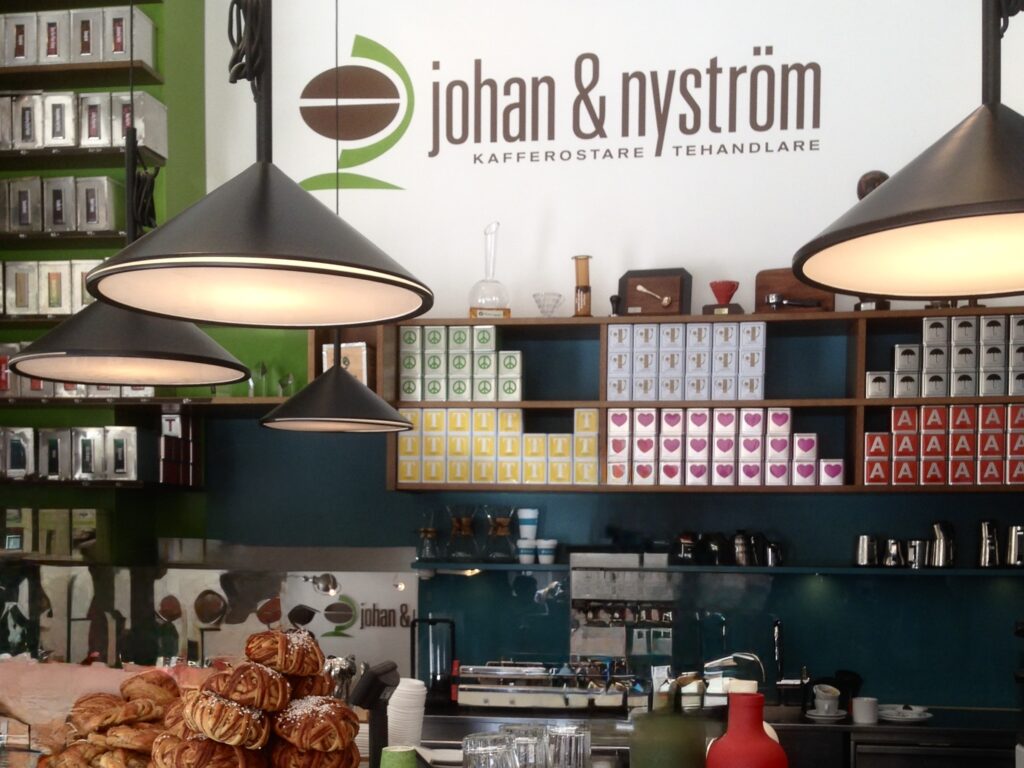 image shows inside the coffee shop Johan & Nyström in Stockholm