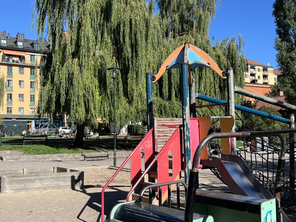 image shows Nytorget park in Stockholm for kids