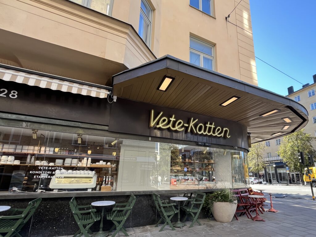 image shows Vete-katten cafe and coffee shop in Stockholm.