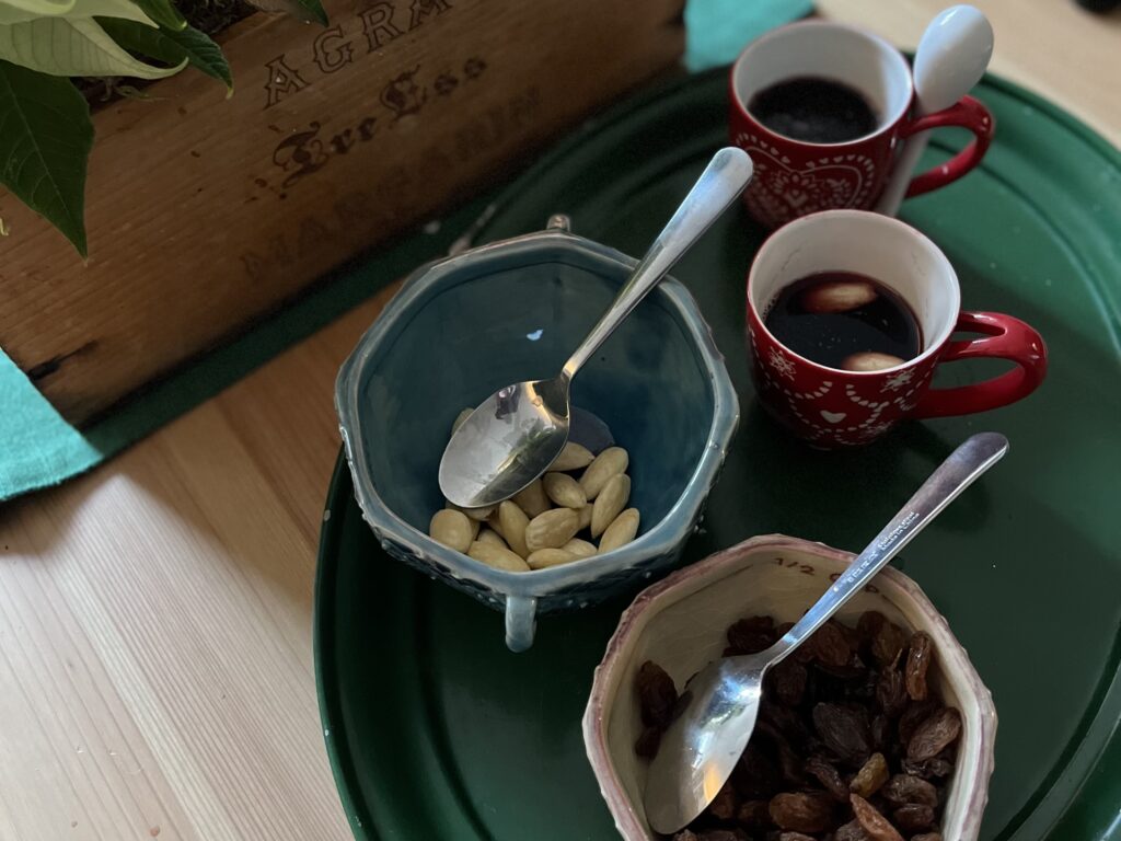 image shows Christmas drink glögg for Swedish holidays