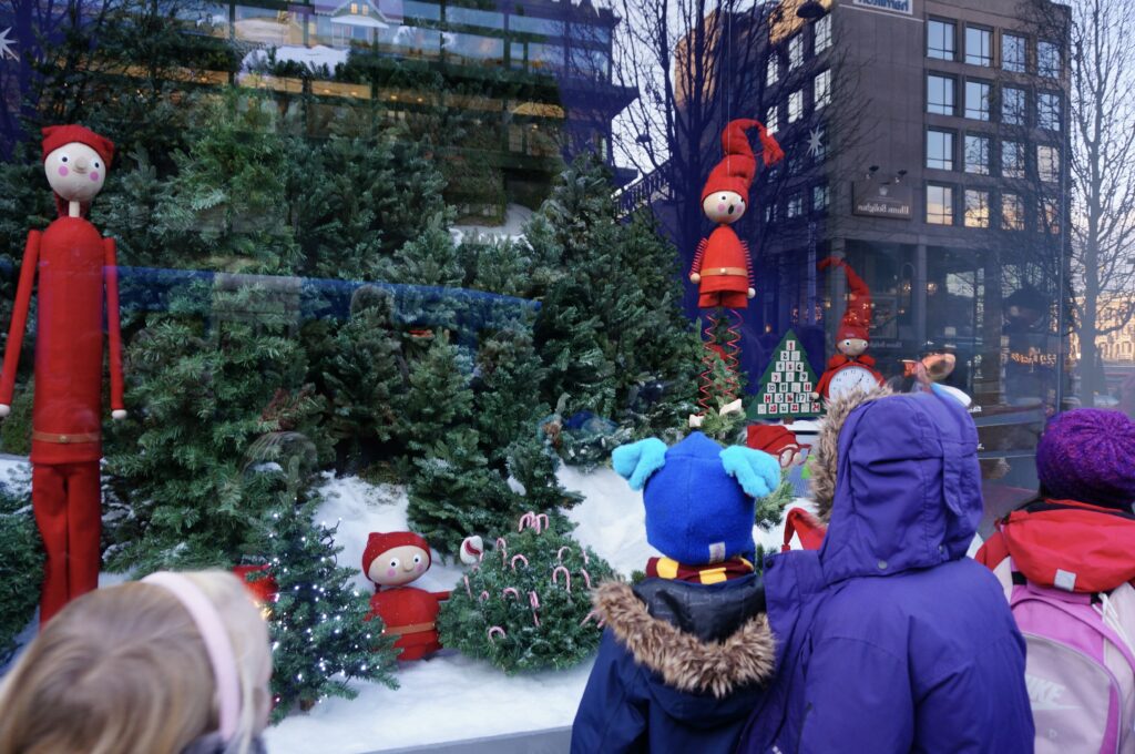 image shows the holiday Christmas windows at department store NK in Stockholm